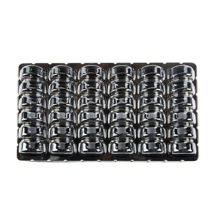 Shock Safe Rectangle Black Plastic Macaron Take Out Box - Fits 36 Macarons - 13 1/4" x 11" x 2" - 100 count box