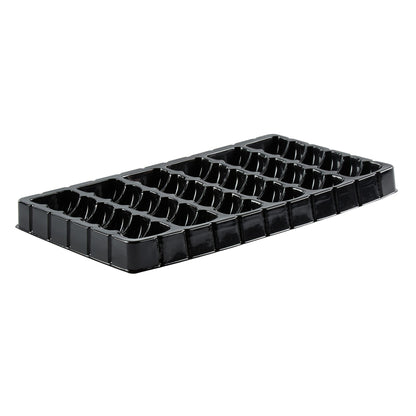 Shock Safe Rectangle Black Plastic Macaron Take Out Box - Fits 36 Macarons - 13 1/4" x 11" x 2" - 100 count box