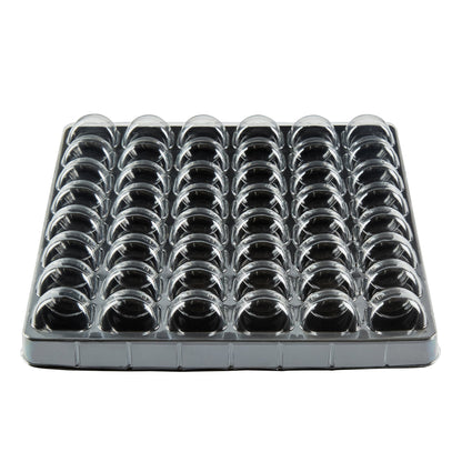 Shock Safe Rectangle Black Plastic Macaron Take Out Box - Fits 48 Macarons - 13 1/4" x 13 1/4" x 2" - 100 count box