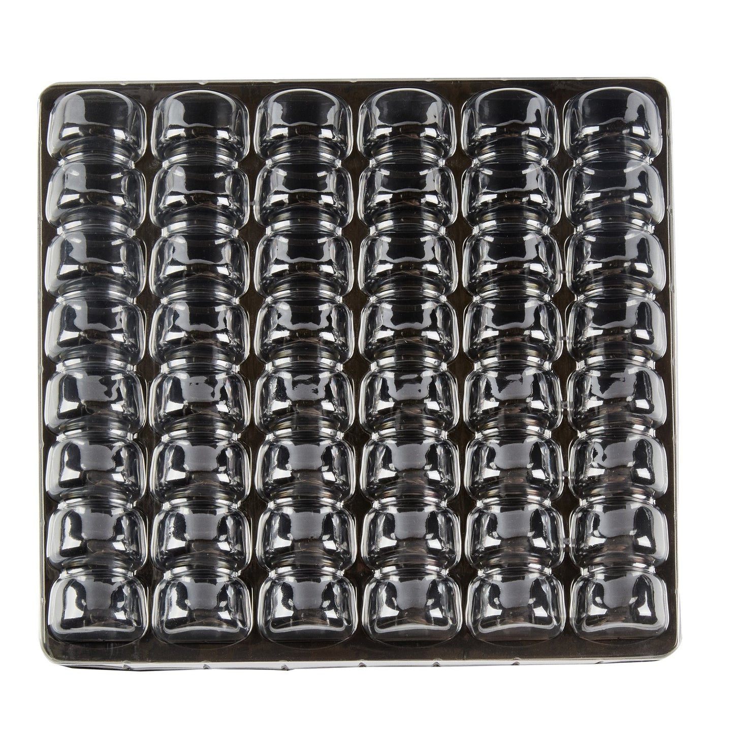 Shock Safe Rectangle Black Plastic Macaron Take Out Box - Fits 48 Macarons - 13 1/4" x 13 1/4" x 2" - 100 count box