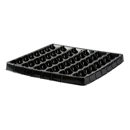 Shock Safe Rectangle Black Plastic Macaron Take Out Box - Fits 48 Macarons - 13 1/4" x 13 1/4" x 2" - 100 count box