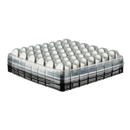 Shock Safe Rectangle Black Plastic Macaron Take Out Box - Fits 48 Macarons - 13 1/4" x 13 1/4" x 2" - 100 count box