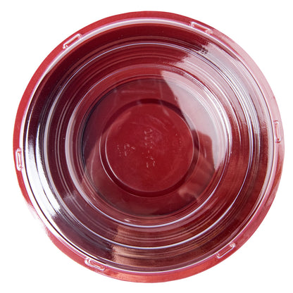 Bento Tek 34 oz Round Black and Red Plastic Large Asian Panda Bowl - with Clear Lid, Microwavable - 7 1/4" x 7 1/4" x 2 3/4" - 200 count box