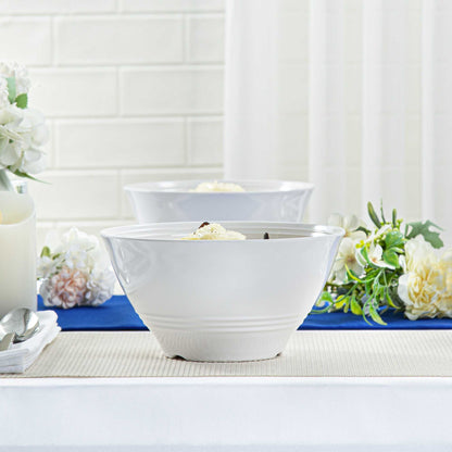Voga 74 oz Round White Melamine Large Bowl - Incline - 8 1/2" x 8 1/2" x 4 1/4" - 10 count box