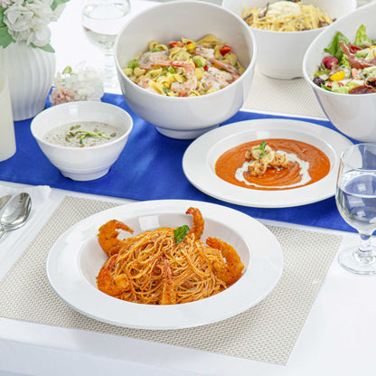 Voga 36 oz Round White Melamine Large Bowl - Classic - 12" x 12" x 2" - 10 count box