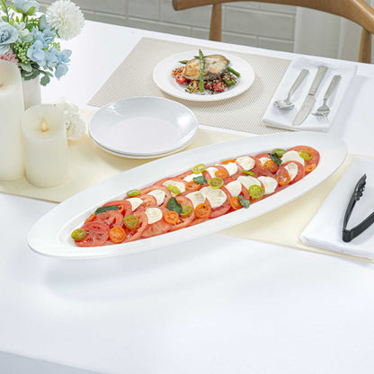 Voga Oval White Melamine Serving Plate - 23" x 9" x 1 3/4" - 2 count box