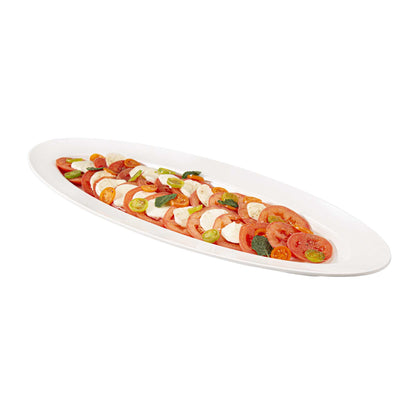 Voga Oval White Melamine Serving Plate - 23" x 9" x 1 3/4" - 2 count box