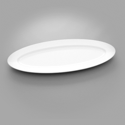 Voga Oval White Melamine Serving Plate - 23" x 9" x 1 3/4" - 2 count box