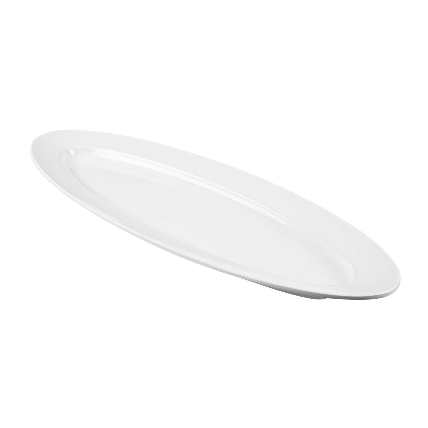 Voga Oval White Melamine Serving Plate - 23" x 9" x 1 3/4" - 2 count box