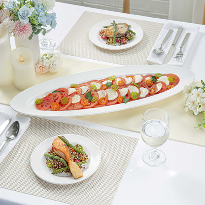 Voga Oval White Melamine Serving Plate - 23" x 9" x 1 3/4" - 2 count box