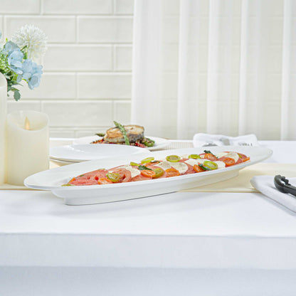 Voga Oval White Melamine Serving Plate - 23" x 9" x 1 3/4" - 2 count box