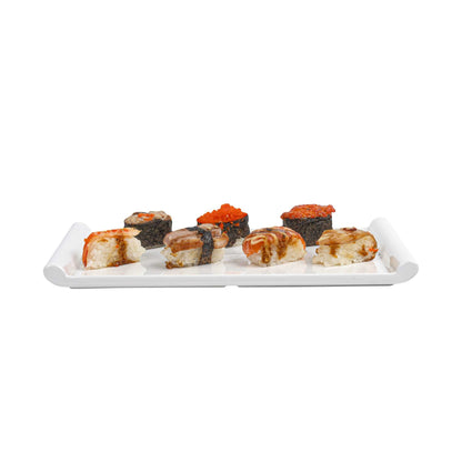 Voga Rectangle White Melamine Small Plate - Japonais - 12" x 7" x 1" - 10 count box