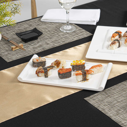 Voga Rectangle White Melamine Small Plate - Japonais - 12" x 7" x 1" - 10 count box