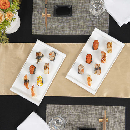 Voga Rectangle White Melamine Small Plate - Japonais - 12" x 7" x 1" - 10 count box