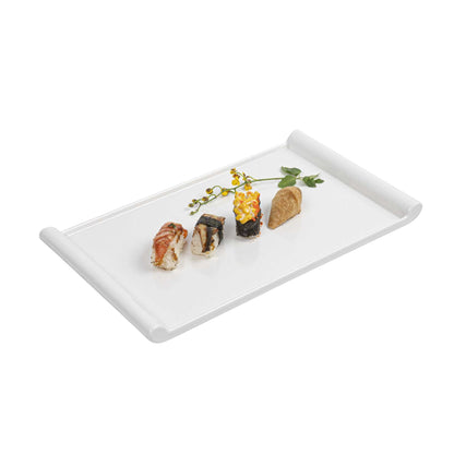 Voga Rectangle White Melamine Large Plate - Japonais - 14" x 8 1/4" x 1" - 10 count box