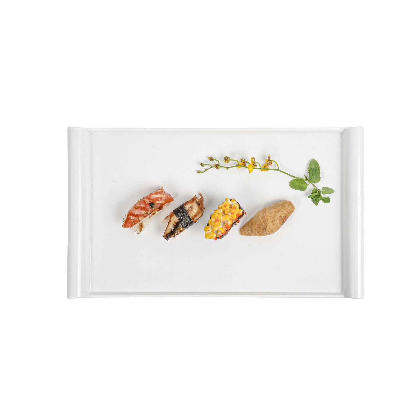 Voga Rectangle White Melamine Large Plate - Japonais - 14" x 8 1/4" x 1" - 10 count box