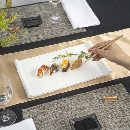 Voga Rectangle White Melamine Large Plate - Japonais - 14" x 8 1/4" x 1" - 10 count box