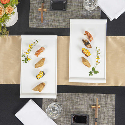 Voga Rectangle White Melamine Large Plate - Japonais - 14" x 8 1/4" x 1" - 10 count box