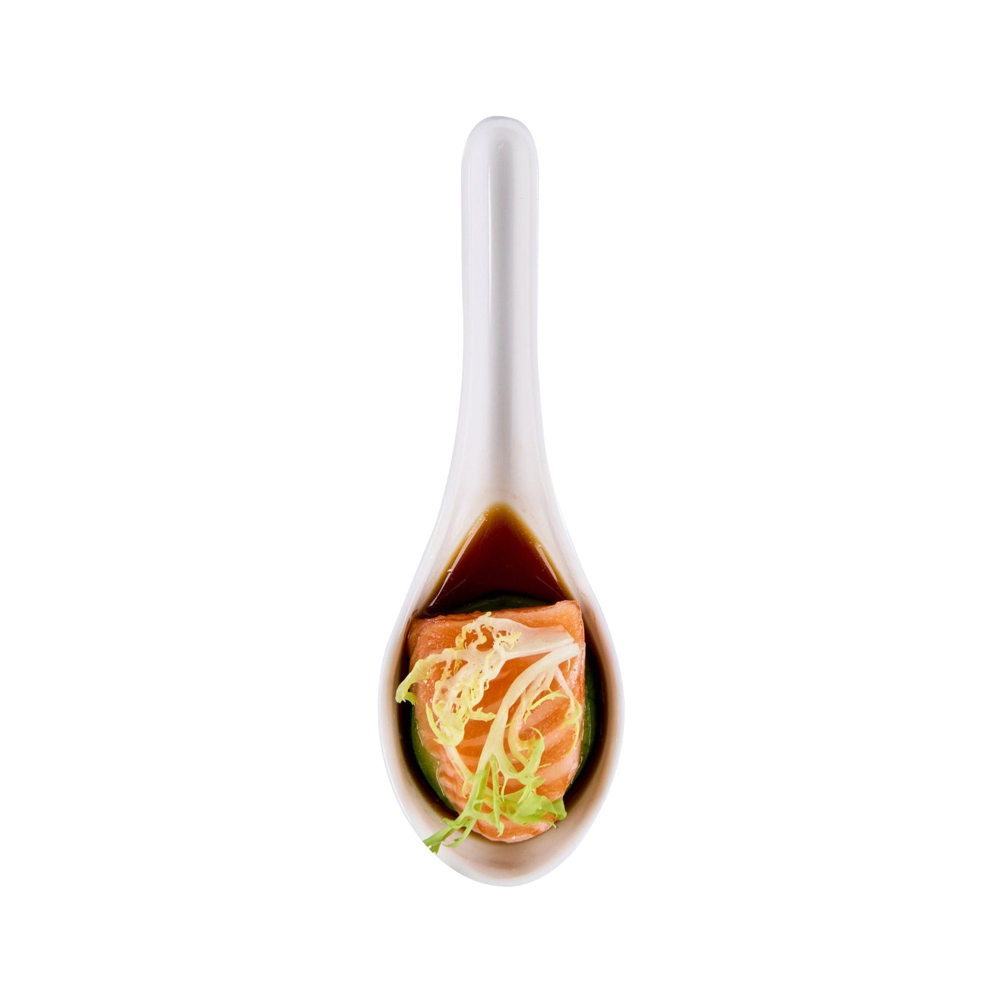 Voga White Melamine Asian Soup Spoon - 4 3/4" x 1 1/2" x 1 1/2" - 10 count box