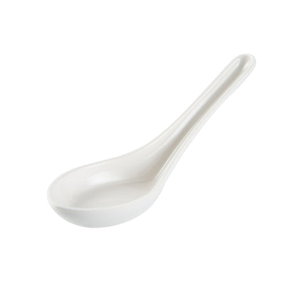 Voga White Melamine Asian Soup Spoon - 4 3/4" x 1 1/2" x 1 1/2" - 10 count box
