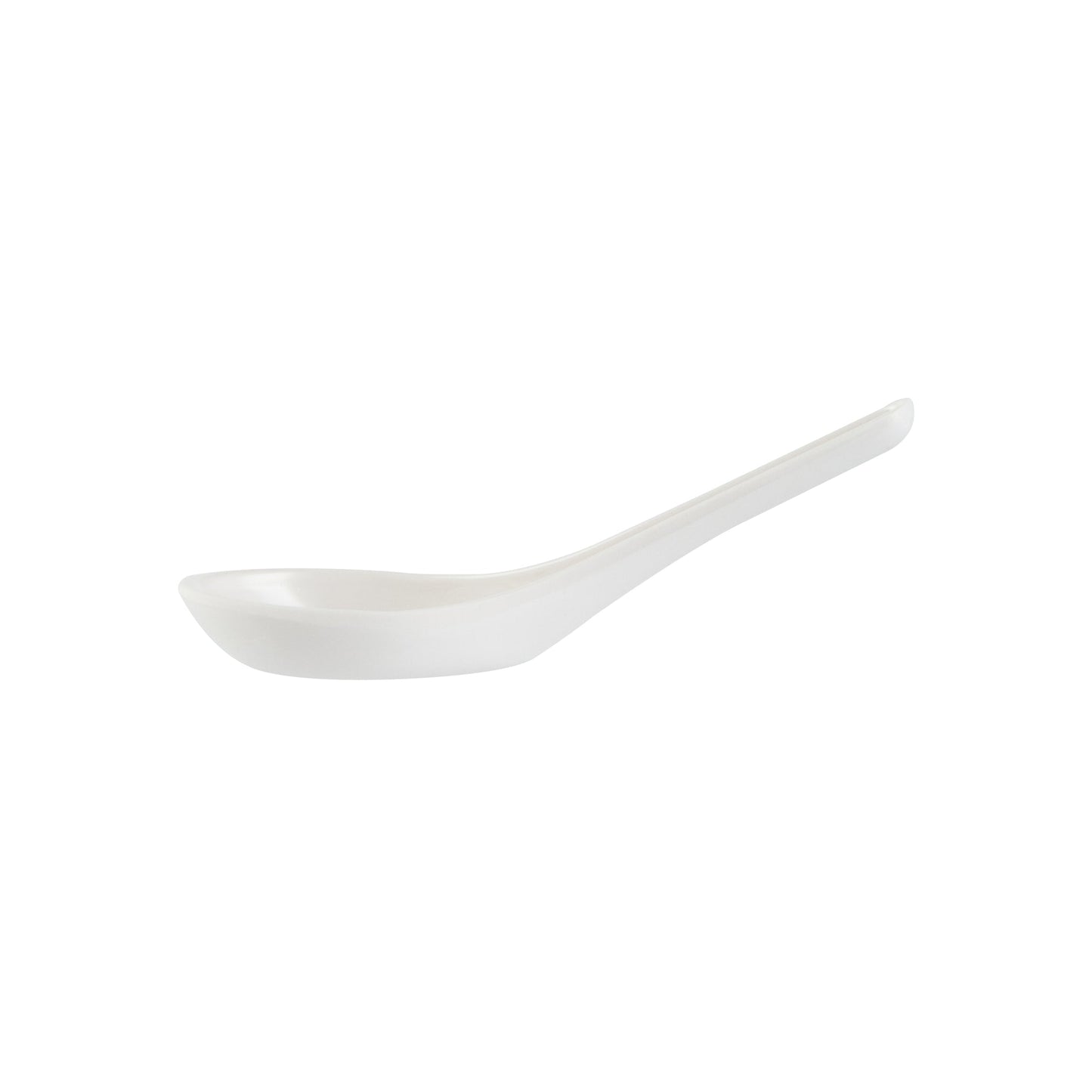 Voga White Melamine Asian Soup Spoon - 4 3/4" x 1 1/2" x 1 1/2" - 10 count box