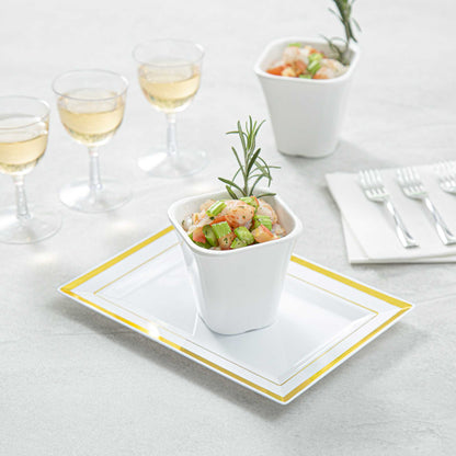 Voga 6 oz Square White Melamine Tasting Cup - Kova - 3" x 3" x 2 3/4" - 10 count box