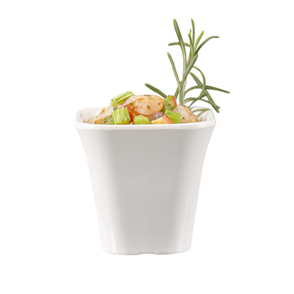 Voga 6 oz Square White Melamine Tasting Cup - Kova - 3" x 3" x 2 3/4" - 10 count box