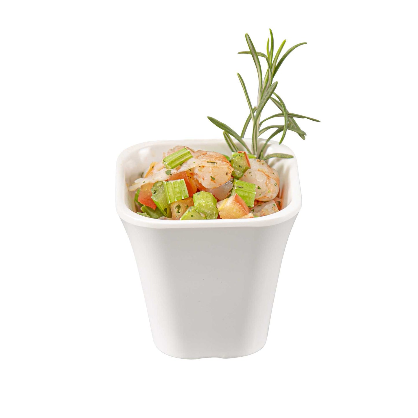 Voga 6 oz Square White Melamine Tasting Cup - Kova - 3" x 3" x 2 3/4" - 10 count box