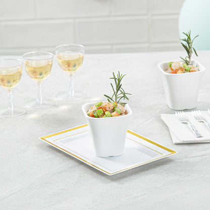 Voga 6 oz Square White Melamine Tasting Cup - Kova - 3" x 3" x 2 3/4" - 10 count box