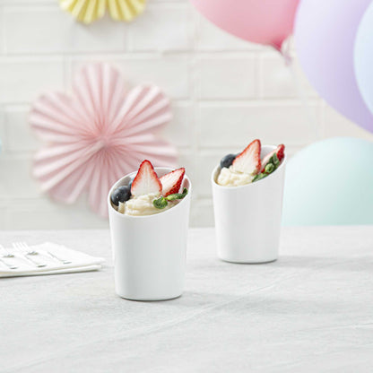 Voga 9 oz Round White Melamine Cup - Incline - 3" x 3" x 3" - 10 count box