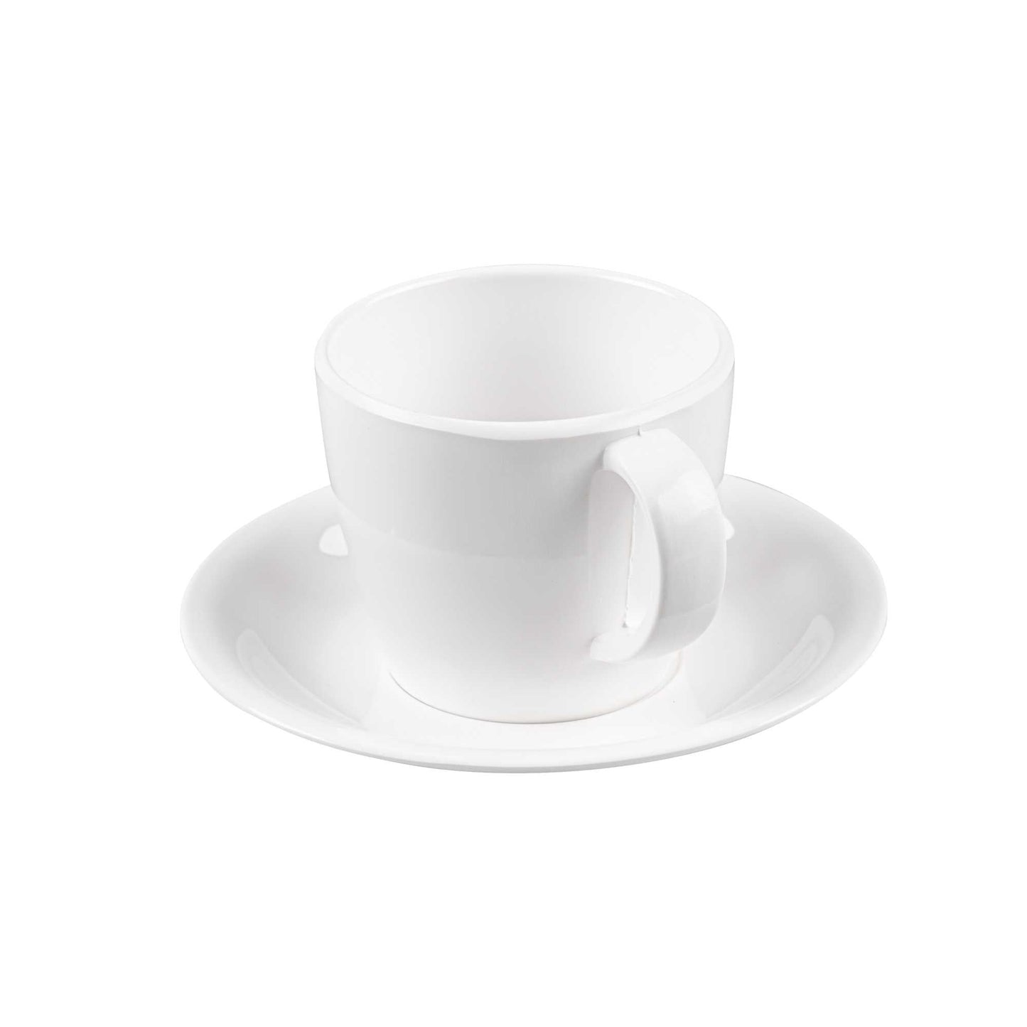 Voga 10 oz Round White Melamine Coffee Cup and Saucer Plate - 10 sets - 6" x 6" x 3" - 10 count box