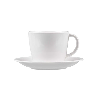 Voga 10 oz Round White Melamine Coffee Cup and Saucer Plate - 10 sets - 6" x 6" x 3" - 10 count box