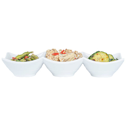 Voga 9 oz Square White Melamine Triplets Set - 9 1/2" x 3 1/4" x 1 3/4" - 10 count box