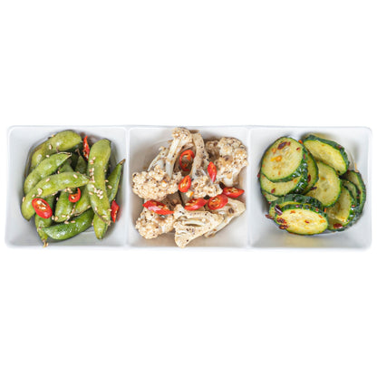 Voga 9 oz Square White Melamine Triplets Set - 9 1/2" x 3 1/4" x 1 3/4" - 10 count box