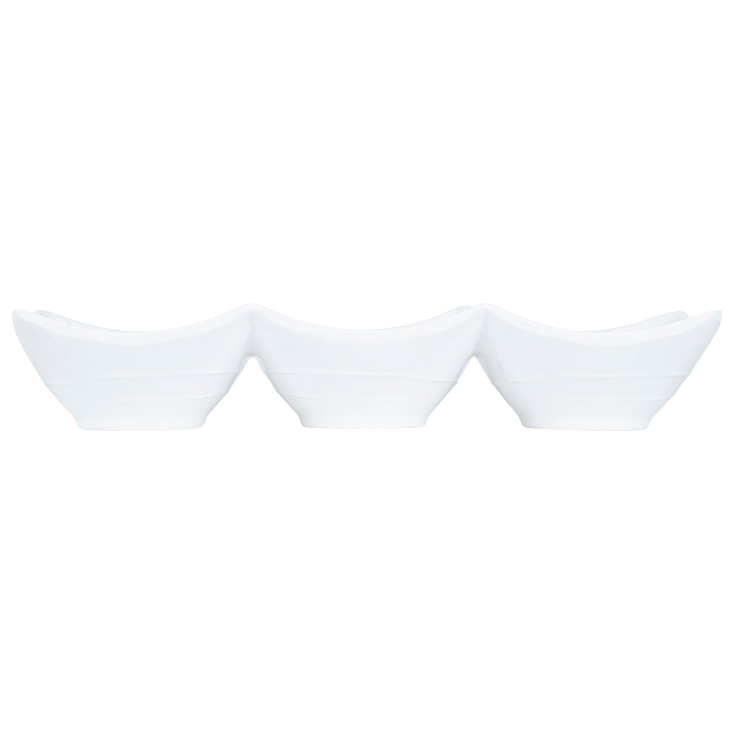 Voga 9 oz Square White Melamine Triplets Set - 9 1/2" x 3 1/4" x 1 3/4" - 10 count box