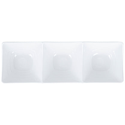 Voga 9 oz Square White Melamine Triplets Set - 9 1/2" x 3 1/4" x 1 3/4" - 10 count box