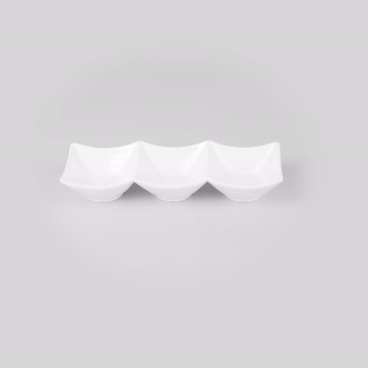 Voga 9 oz Square White Melamine Triplets Set - 9 1/2" x 3 1/4" x 1 3/4" - 10 count box