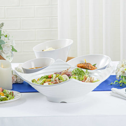 Voga 128 oz Square White Melamine Serving Bowl - Square Orb - 13" x 13" x 3 1/2" - 2 count box