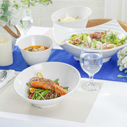 Voga 22 oz Round White Melamine Wide Bowl - Incline Face - 9" x 9" x 2" - 2 count box
