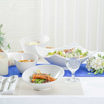 Voga 22 oz Round White Melamine Wide Bowl - Incline Face - 9" x 9" x 2" - 2 count box