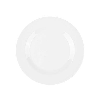 Voga Round White Melamine Medium Plate - Classic, Rimmed - 8" x 8" x 1/2" - 10 count box