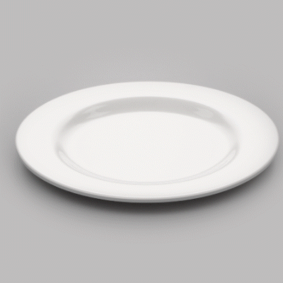 Voga Round White Melamine Large Plate - Classic, Rimmed - 10" x 10" x 3/4" - 10 count box