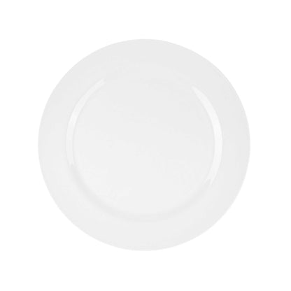 Voga Round White Melamine Extra Large Plate - Classic, Rimmed - 12" x 12" x 3/4" - 10 count box