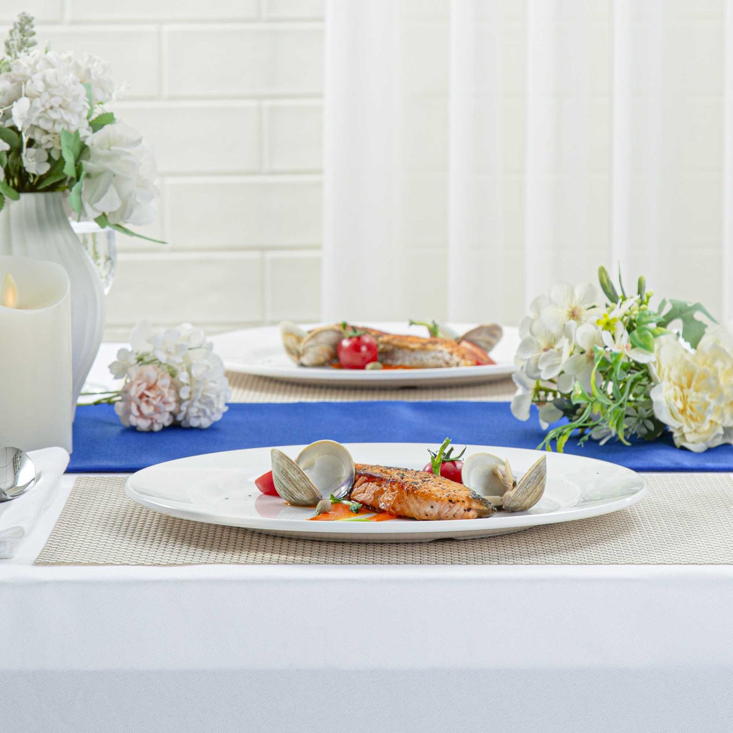 Voga Round White Melamine Extra Large Plate - Classic, Rimmed - 12" x 12" x 3/4" - 10 count box