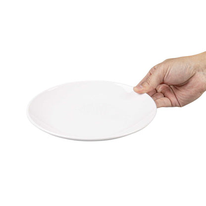 Voga Round White Melamine Medium Plate - Classic, Rimless - 8" x 8" x 1" - 10 count box