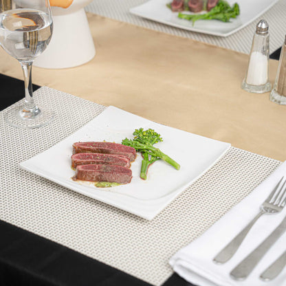 Voga Square White Melamine Small Plate - Flare - 8" x 8" x 3/4" - 10 count box