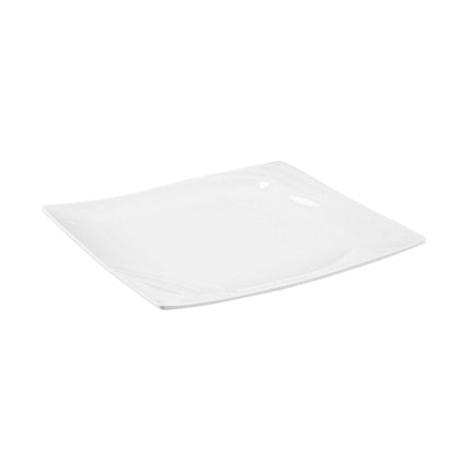 Voga Square White Melamine Medium Plate - Flare - 10" x 10" x 3/4" - 10 count box