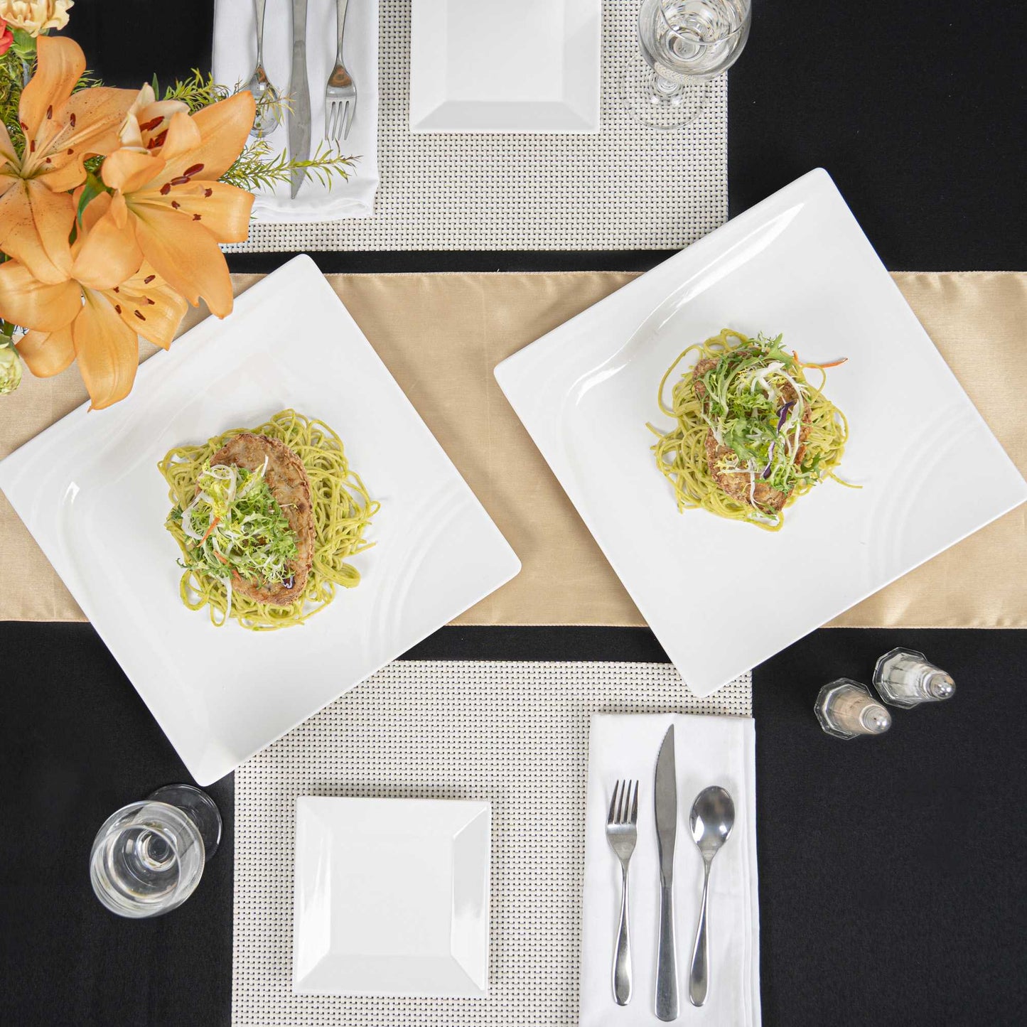 Voga Square White Melamine Large Plate - Flare - 12" x 12" x 1" - 10 count box