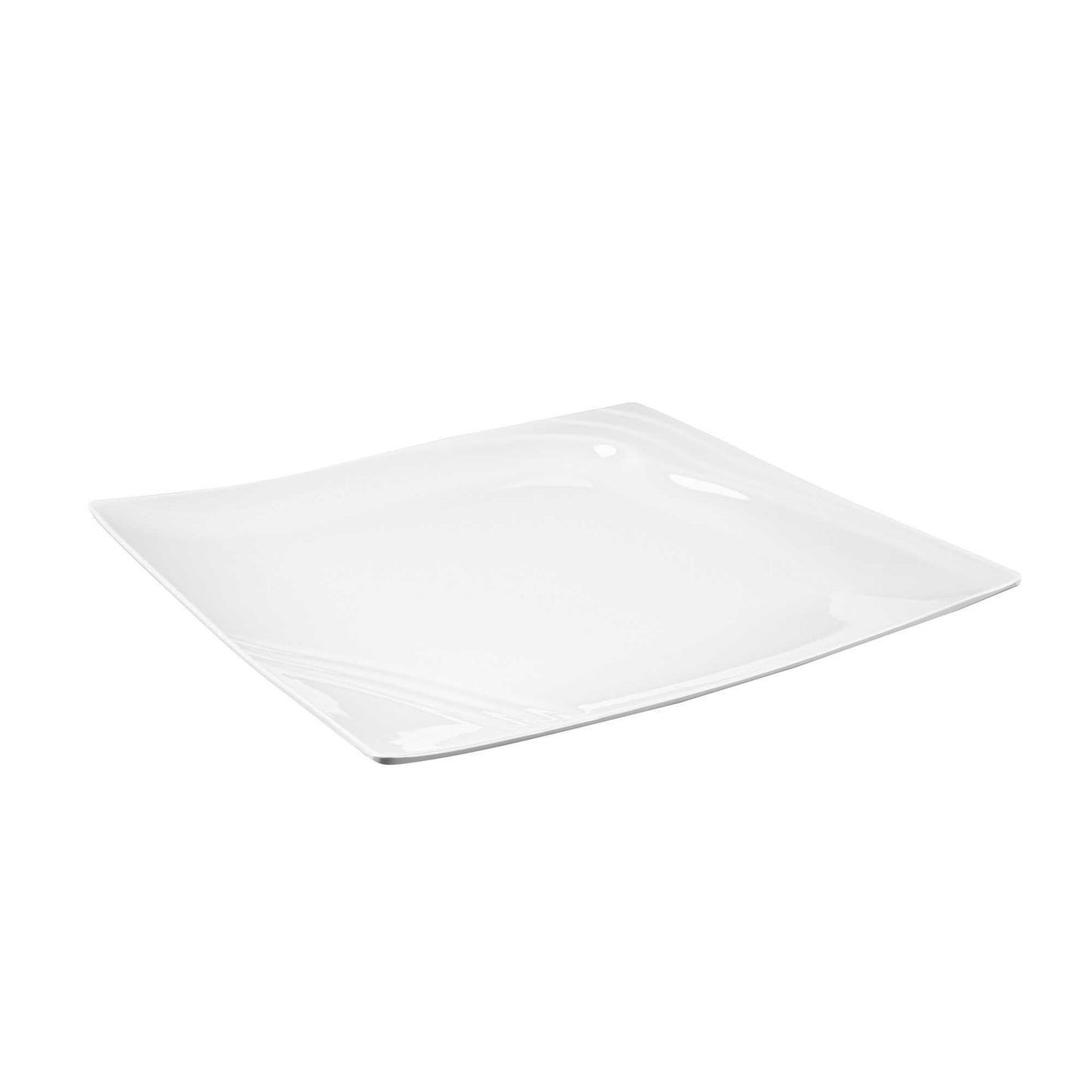 Voga Square White Melamine Extra Large Plate - Flare - 14" x 14" x 1 1/4" - 10 count box