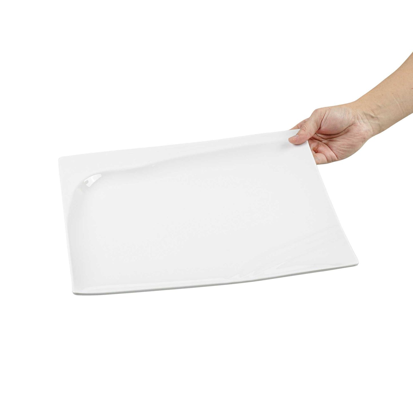 Voga Square White Melamine Extra Large Plate - Flare - 14" x 14" x 1 1/4" - 10 count box